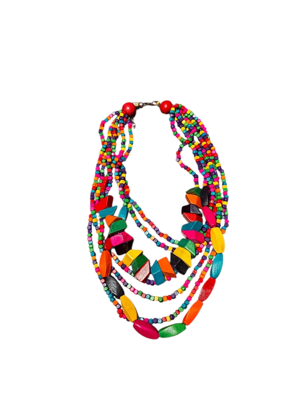 Fashion Jewelry | Multicolor Wood Layered Beaded Necklace - Picture 2 of 4